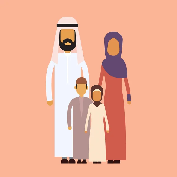 Arab Family Four People, Arabic Parents Two Children