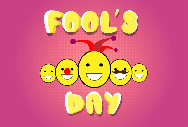 Smile Yüzler Fool Day Nisan Tatil Tebrik — Stok Vektör