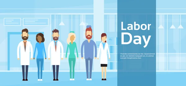 Medical Team Doctor Group Labor Day May Holiday — 图库矢量图片