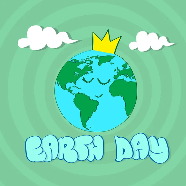 Earth Day World Globe Face Yeas — Stock Vector