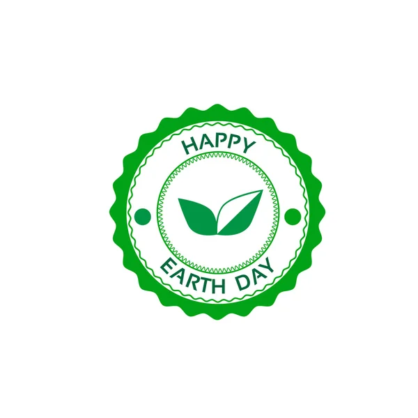 Dia da Terra Green Stamp Leaf Vector — Vetor de Stock