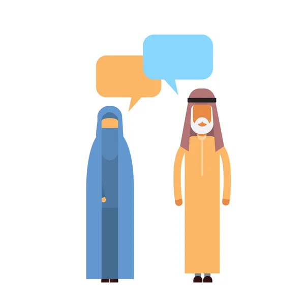 Arabský pár lidé mluvící konverzace komunikace sociální síť — Stockový vektor