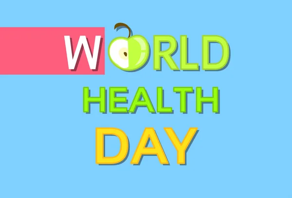 Green Apple Friut World Health Day Flat — Stock Vector