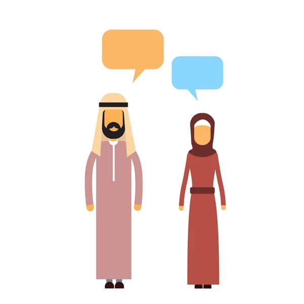 アラブカップルの人々がチャットコミュニケーションソーシャルネットワークを話す — ストックベクタ