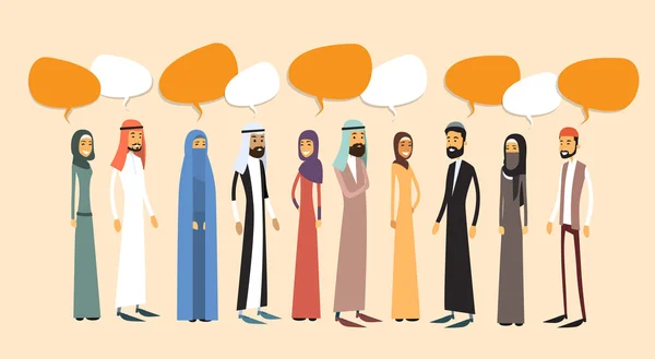 Arab People Group chat Bubble kommunikációs koncepció — Stock Vector