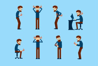 Ofis işçi Sendromu hasta iş acı adam koleksiyonu ayarla