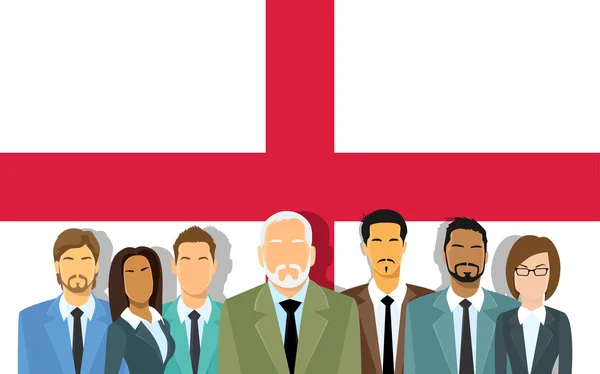 Senior Businessmen Group of Business People Team Over English Flag Senior Businessmen Group of Business People Team Over English Flag Senior Businessmen Group of Business People Team Over English Flag Senior Business — Image vectorielle