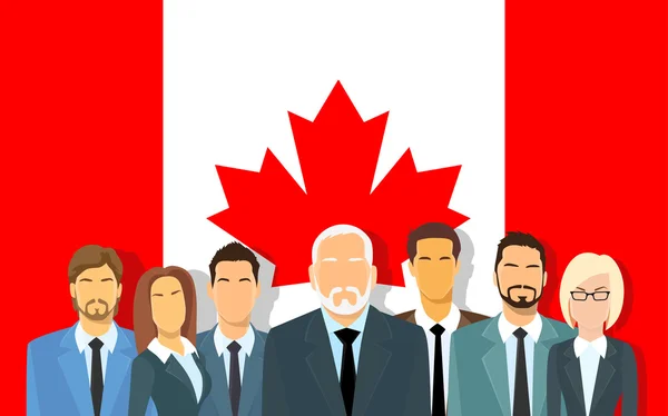 Senior Businessmen, Group of Business People Team Over Canadian Flag — Stock Vector