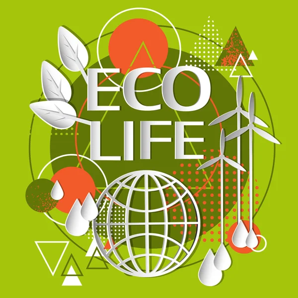 Ekologi grön banner Concept Eco Life — Stock vektor