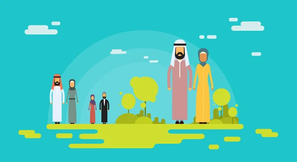 Muslimské lidé arabské pár muž žena drží za ruce — Stockový vektor