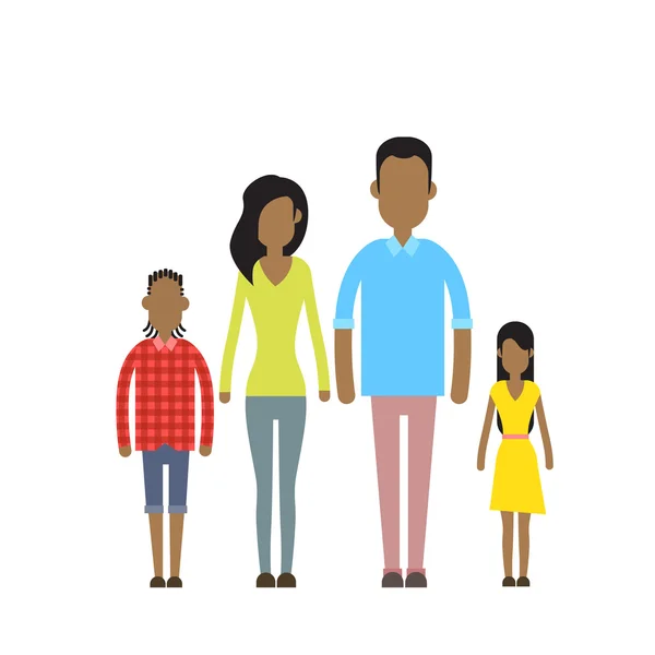 Afro-americano feliz família quatro pessoas, pais com dois filhos — Vetor de Stock