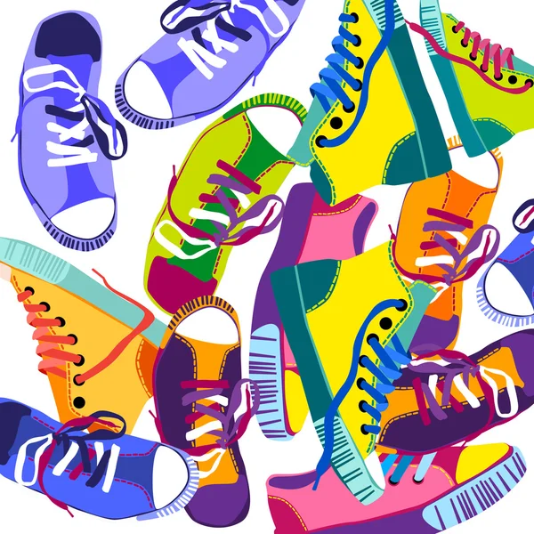 Sapatilhas coloridas de treinamento Sport Shoes Set Collection Banner —  Vetores de Stock