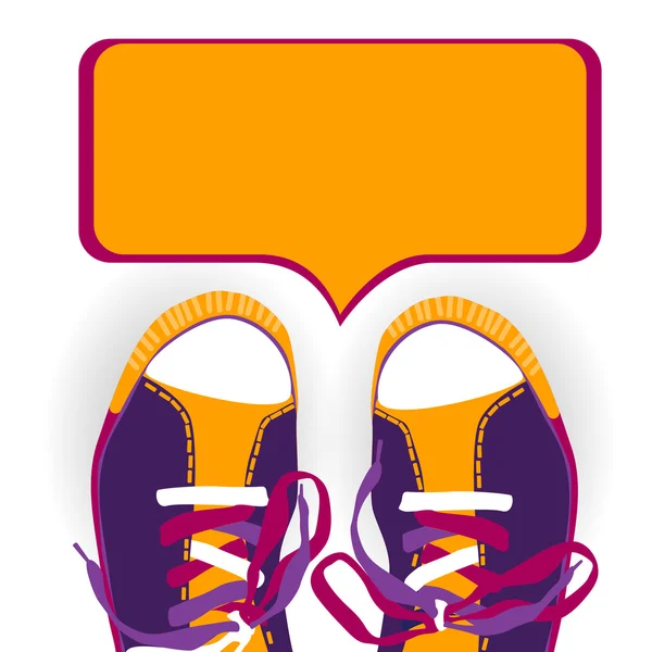 Kolorowy szkolenia sportowe buty nosić pieszo z okna rozmowy — Wektor stockowy