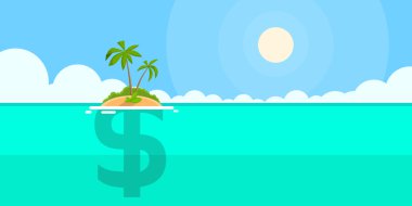 Dolar işareti Offshore ada kavramı düz