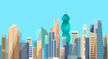 Panama City gökdelen görünümü Cityscape arka plan manzarası