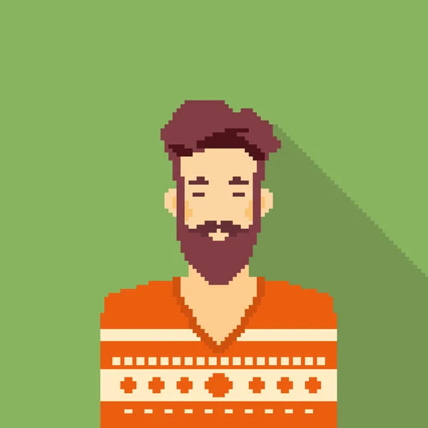 Hombre Hipster estilo barba retrato píxel — Vector de stock