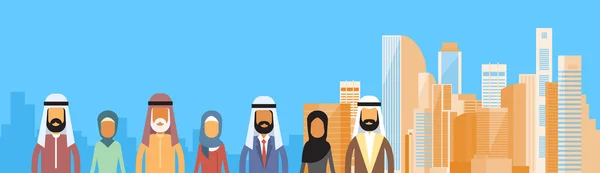 Arabské obchodní skupina, arabský dav velkoměsta krajinu — Stockový vektor