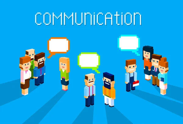 Business People Group Chat Communication Bubble Concept, Les gens d'affaires parlent Discuter 3d isométrique — Image vectorielle