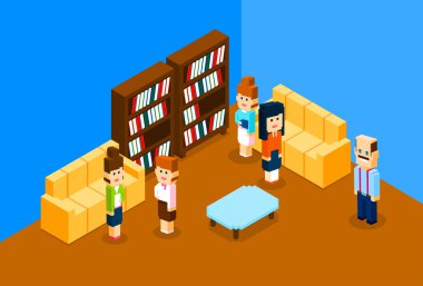 İnsanlar grubu Modern iş ofis, üniversite öğrencileri iç Kampüsü