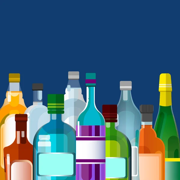 Bebida alcohólica, Colección de juegos de botellas — Vector de stock