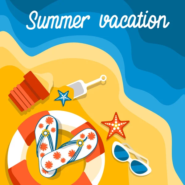 夏季海滩度假设置砂热带横幅 — 图库矢量图片