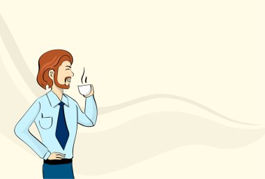 İş adamı tutun Kupası, sıcak içecekler, çay Copffee Kes Kopyala yer