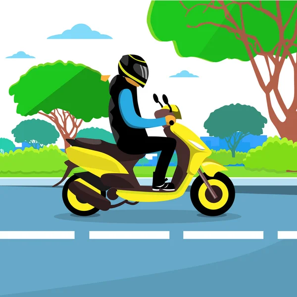 Mann fährt Motorrad mit Hanfband — Stockvektor