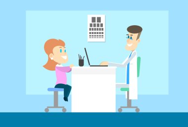 Kadın ziyaret göz göz doktoru doktor Office hastane sağlık kontrolü