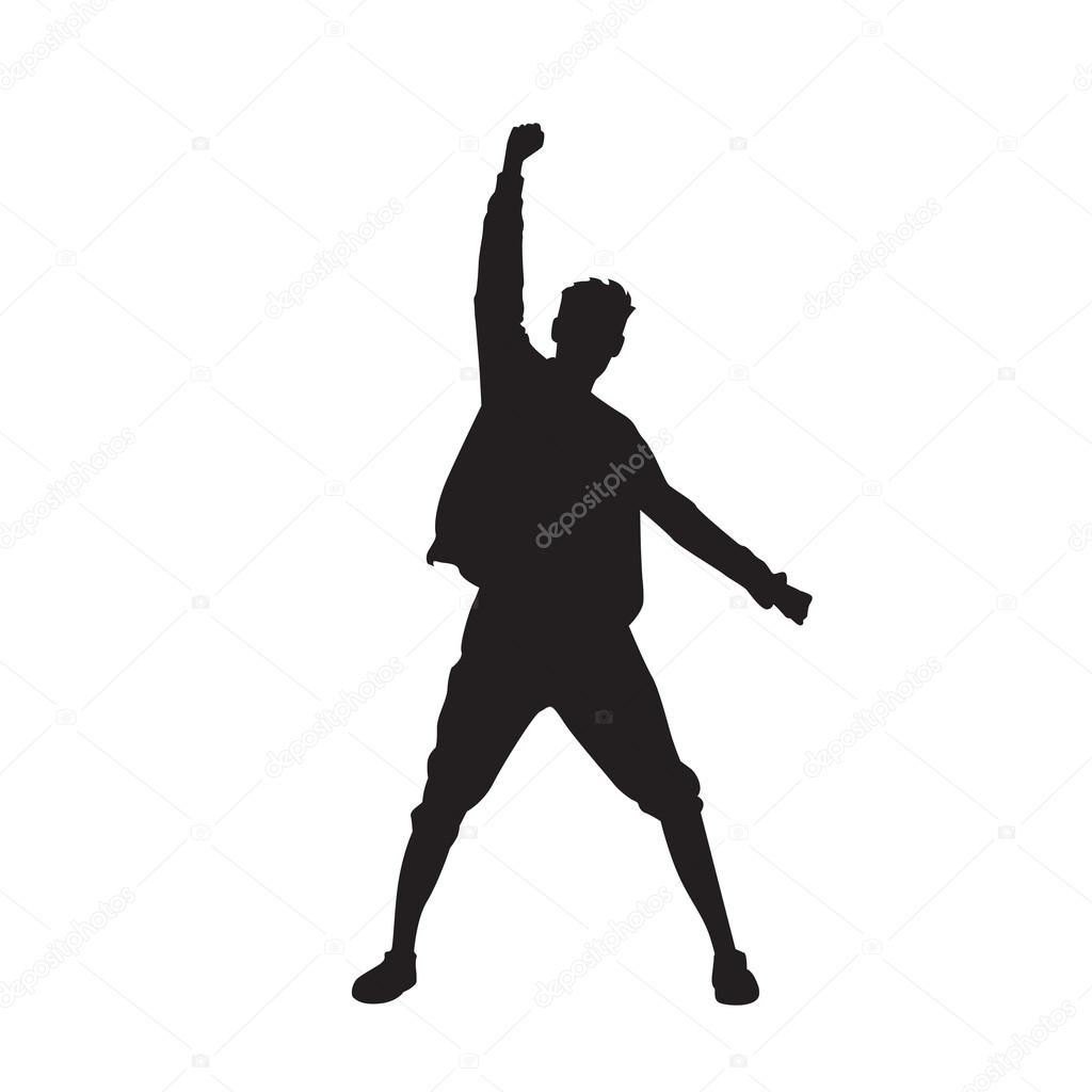 Traveler Icon Posing Hand Up Logo Hiker Trekker Vector Illustration