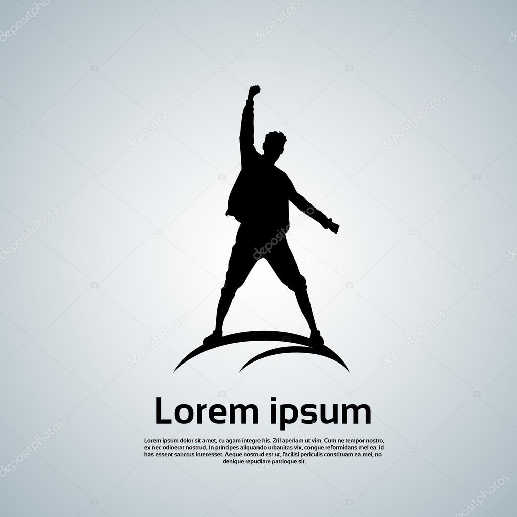 Traveler Icon Posing Hand Up Logo Hiker Trekker Empty Copy Space Vector Illustration