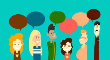 Mix yarış insanlar Grup sohbet kabarcık iletişim sosyal ağ