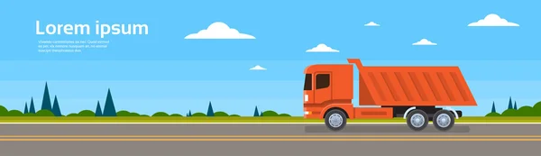 Lorry Tipper Truck Dump Car On Road Cargo Pengiriman Pengiriman - Stok Vektor
