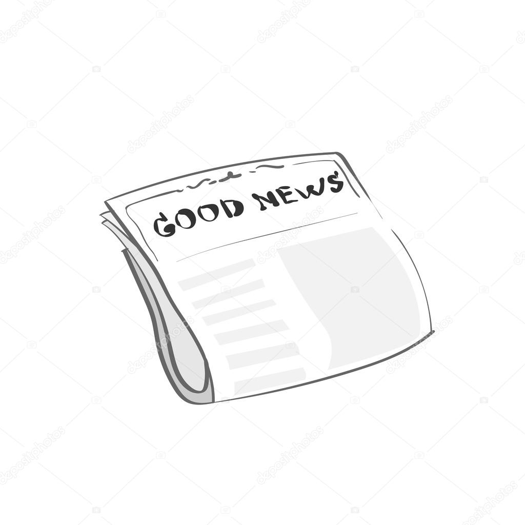 Newspaper Icon Simple Sketch Thin Line Style Good News Logo Vector Illustration