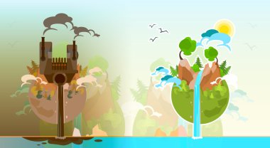 Temiz ve kirli Earth gezegen Dünya