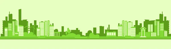 Silueta verde eco ciudad — Vector de stock