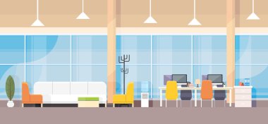 Modern banka ofis iç işyeri Resepsiyon düz tasarım