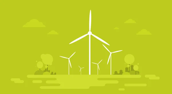 Wind Station Alternative Energy Generation Resource Nature Background Banner — стоковий вектор