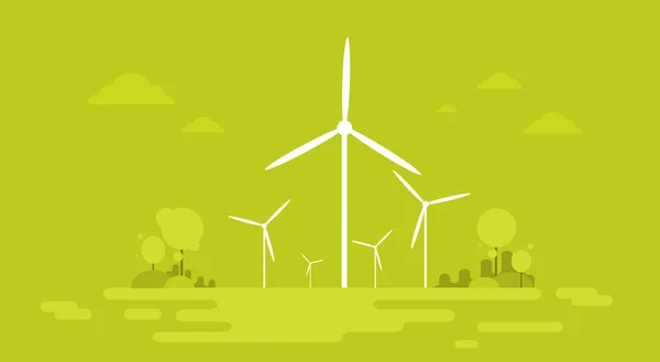 Estación eólica Generación alternativa de energía Recursos Naturaleza Antecedentes Banner — Vector de stock