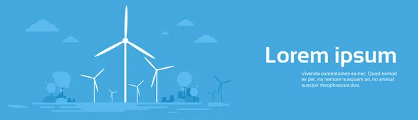 Wind Station Alternative Energy Generation Resource Nature Background Banner — Stock vektor