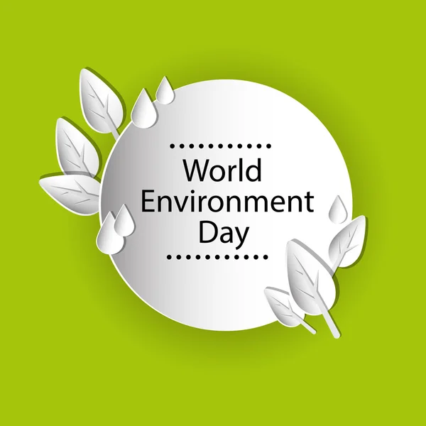 Día Mundial del Medio Ambiente Planeta Tierra Gotas de agua Hojas — Vector de stock