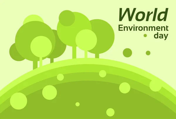 Día Mundial del Medio Ambiente Protección de la Tierra Silueta Bosque Naturaleza Paisaje Árbol — Vector de stock
