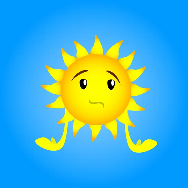 Postava ve filmu Sun kresleného znaku sad, rozčilený výraz — Stockový vektor