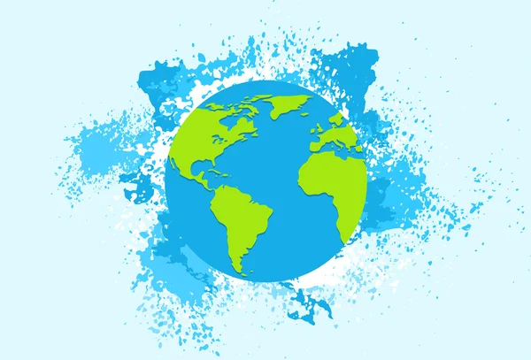 Earth Planet Blue Globe Flat Vector — Stock Vector