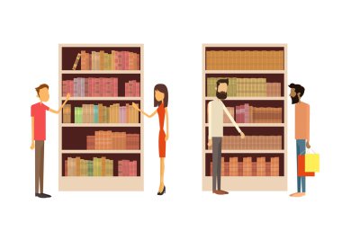 People In Library, Book Shop Interior Bookself