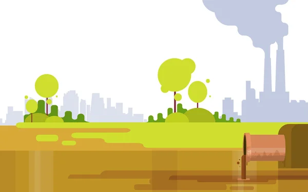 Nature Pollution Usine Tuyau Air Fumée sale Eaux usées Environnement vert — Image vectorielle