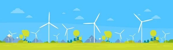 Wind Station Alternative Energy Generation Resource Nature Background Banner — Stock Vector