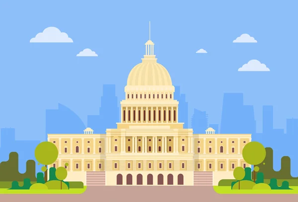 Az amerikai szenátus ház Washington Capitol Building-Amerikai Egyesült Államok — Stock Vector