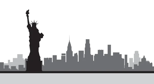 Liberty Statue Silhouette United States New York City View — Stock Vector