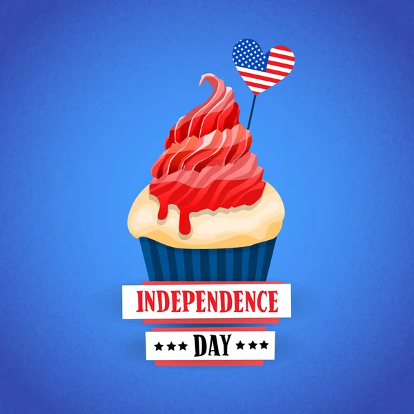 วันประกาศอิสรภาพ สหรัฐอเมริกา คัพเค้กวันหยุดอเมริกาพร้อมธง — ภาพเวกเตอร์สต็อก