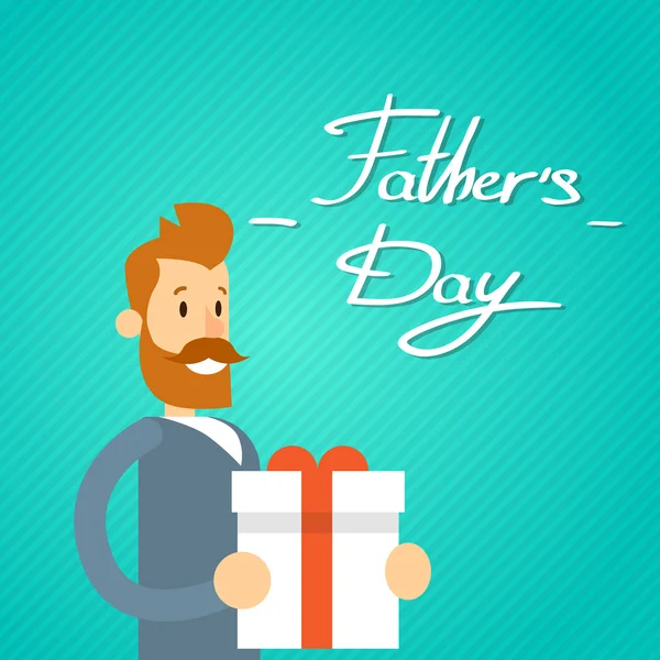 Happy Father Day Holiday, Man Dad Hold Present Box